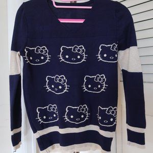 HELLO KITTY SWEATER, BLUE + SILVER